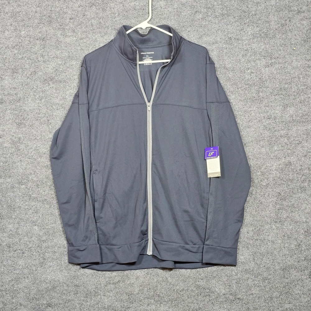 Urban Frontier Mens XL Full Zip Mock Neck Jacket Gray Polyester Fleece NWT